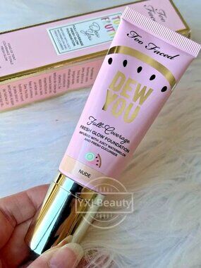 New Too Faced Dew You Full Coverage Fresh Glow Foundation~Nude~Full Size 40 ml